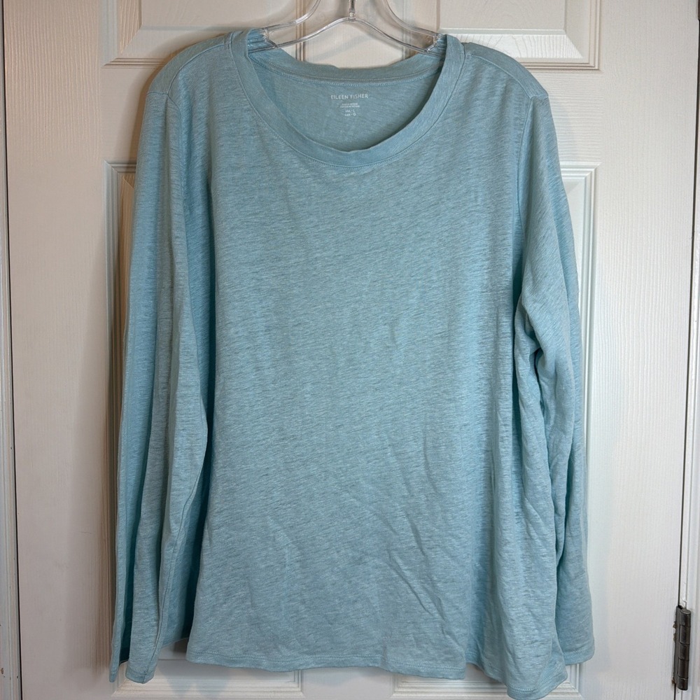 NEW Eileen Fisher Set Of 2 Organic Linen Beach Cottage Core Top & Black V-neck L - Picture 2 of 14